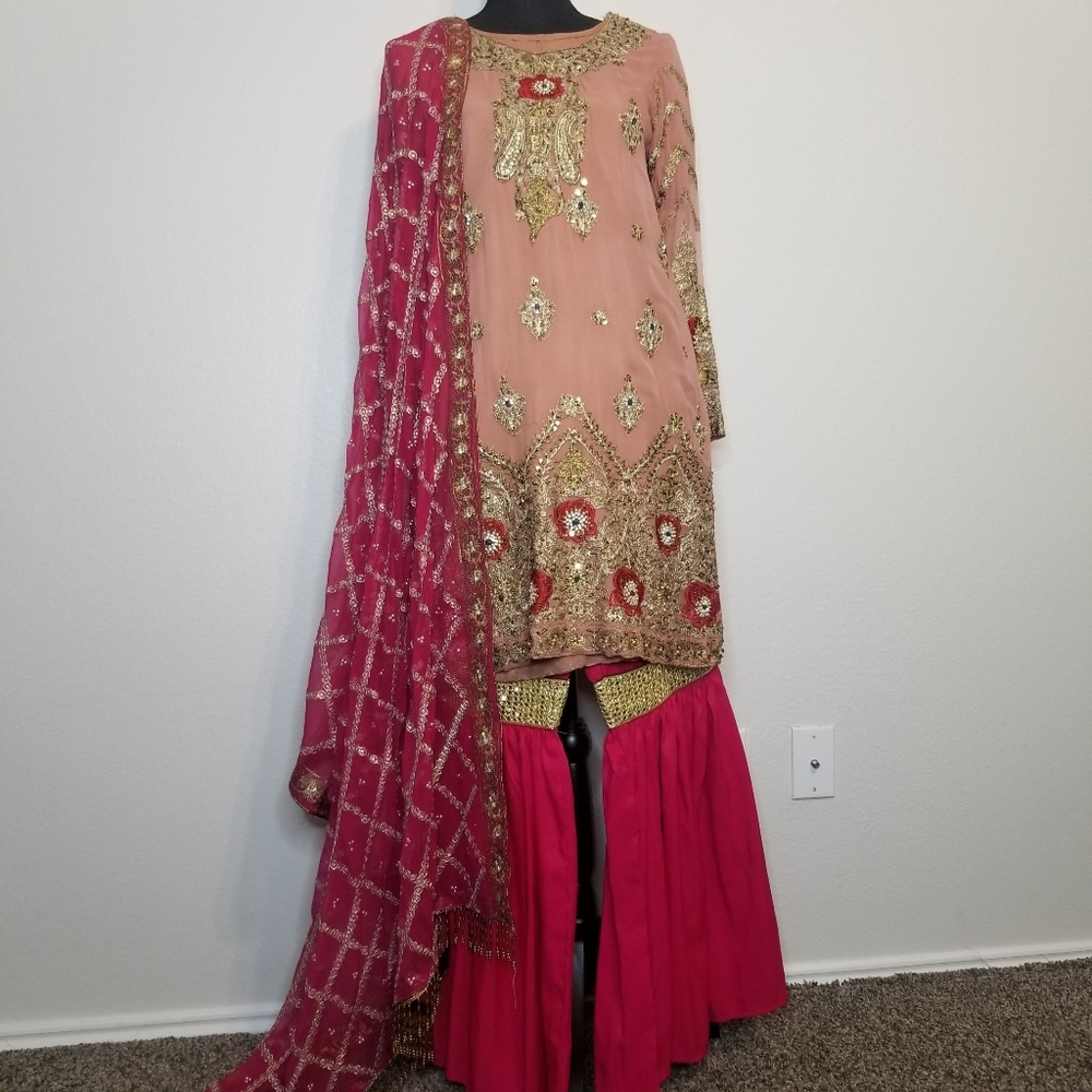 Pink Gharara outfit